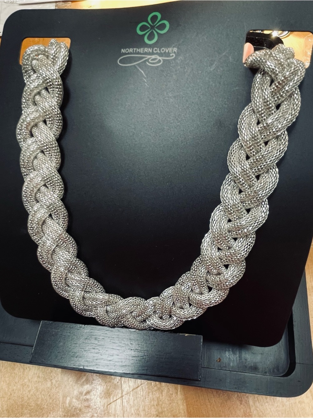 Northern Clover Silver Braided Statement Necklace
